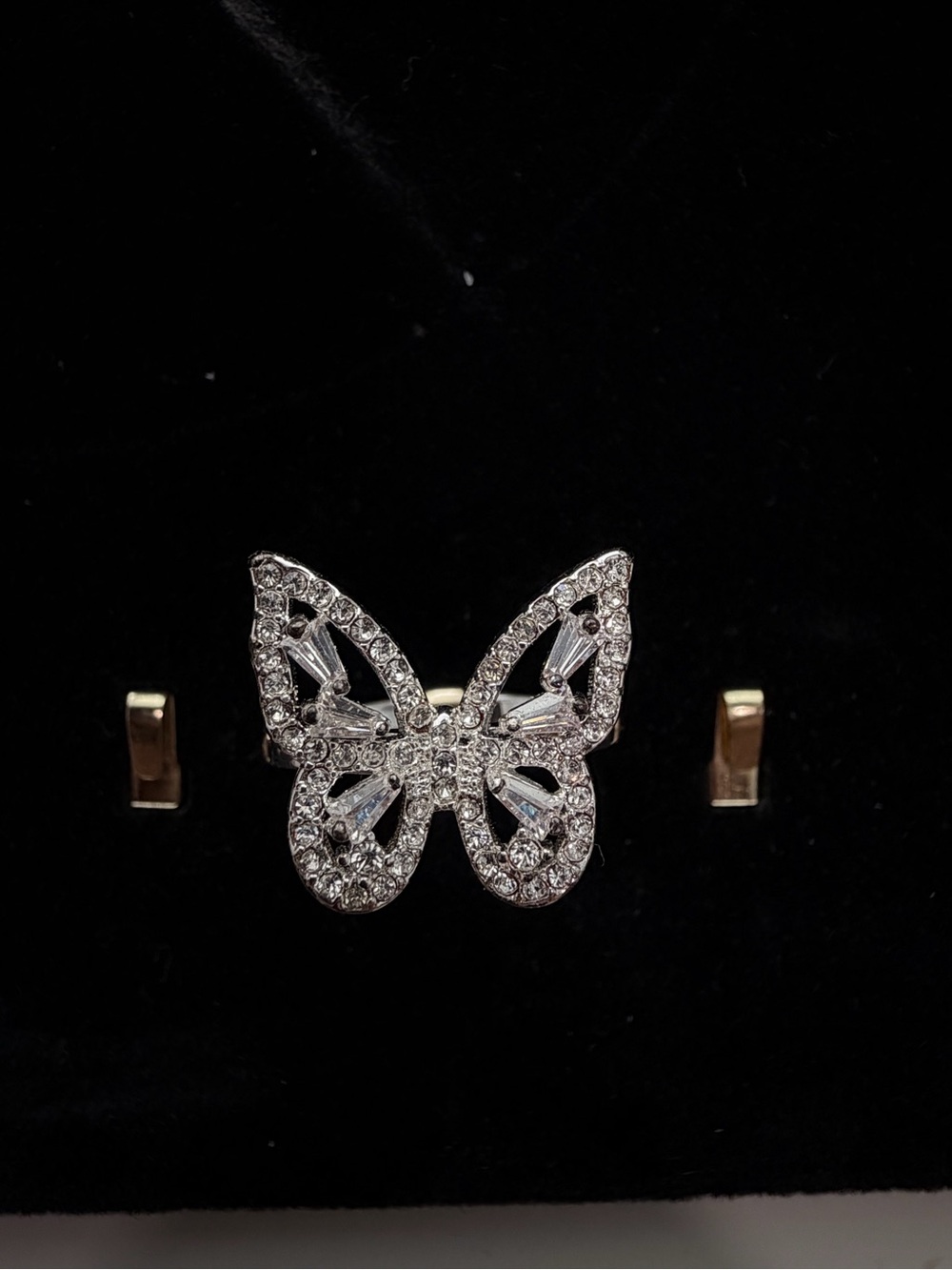 Silver Butterfly Crystal Ring - Women Jewelry